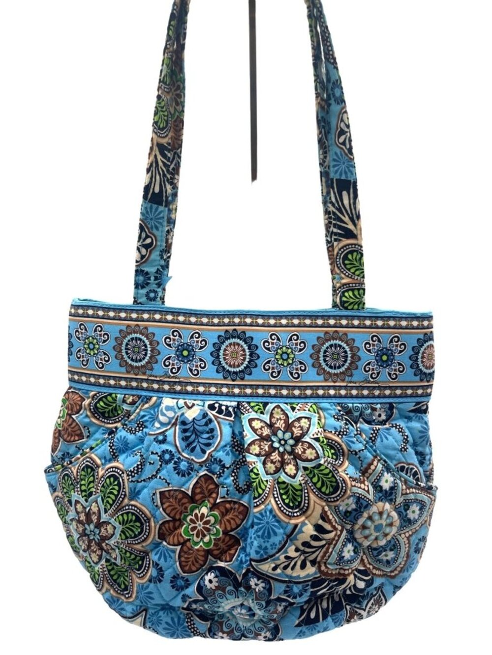 Vera Bradley Blue Floral Quilted Shoulder Bag Zipper Closure Multicolor - Picture 4 of 8